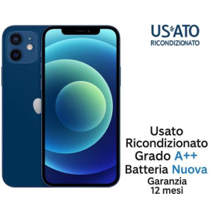 Apple refurbished iphone 12 256gb ricond. blue grado a++ garanzia 1y batt.nuova