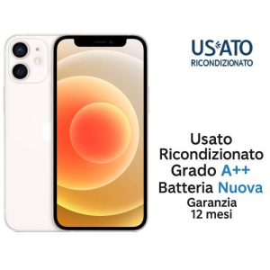 Apple refurbished iphone 12 mini 256gb ricond. white grado a++ garanzia 1y batt.nuova