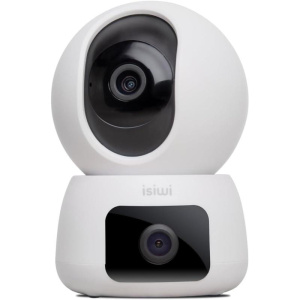 Isiwi telecamera wireless twin doppia ottica 2k dome motorizzata ir led audio bidirezionale sd card