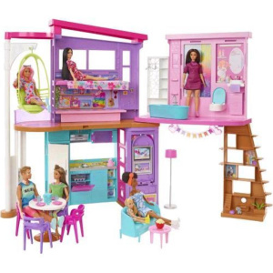 Mattel barbie casa di malibu play set con 2 piani 6 stanze ascensore e accessori