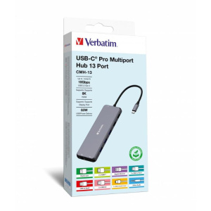 Verbatim docking station usb-c pro multiport hub 13 in 1 8k pd 85w