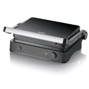 Severin kg2398 bistecchiera elettrica 1800w apertura a 180° rivestimento piastra in ceramica temperatura regolabile vachetta raccogli grasso nero