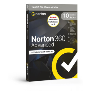 Norton 360 advanced 2026 – antitruffa- 10 dispositivi 12 mesi 200gb – it box