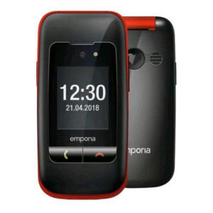 Emporia one senior phone 2g 2.8 clamshell tasti grandi sos opzionale 3 tasti scelta rapida fotocamera black red