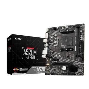 Msi mb amd a520, a520m-a pro am4 2ddr4 11pci-ex16, 1m2, 4sata3, 6usb3