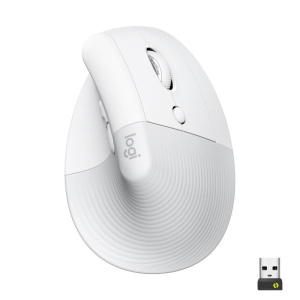 Logitech lift mouse ergonomico verticale, senza fili, ricevitore bluetooth o logi bolt usb, clic silenziosi, 4 tasti,