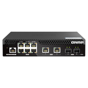 Qnap qsw-m2106r-2s2t switch di rete gestito l2 10g ethernet (100/1000/10000) 1u nero