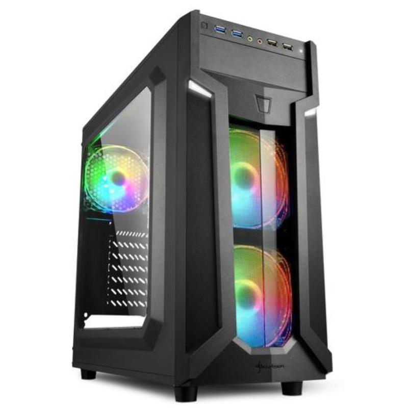 Sharkoon case vg6-w rgb, atx, 2xusb2, 2xusb3, 6 slots, 2x120 led front 1x120 rear, window acrilic, rgb color
