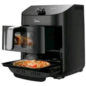 Midea mad1100dadk friggitrice ad aria doppia 5 + 6 lt 2200w display digitale 10 programmi tecnologia heatxespress con finestra nero
