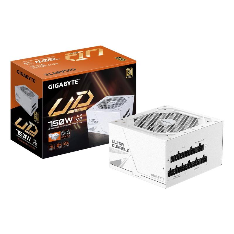 Gigabyte ud750gm pg5 v2 ice alimentatore - pcie gen 5.1, 80 plus gold, design completamente modulare, ventola da 120 mm,