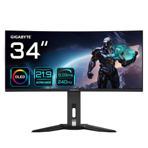 Gigabyte monitor da gioco curvo oled wqhd mo34wqc2 da 34 – 3440 x 1440, 240hz, 0.03ms, kvm, 250 cd/m², freesync premium pro,