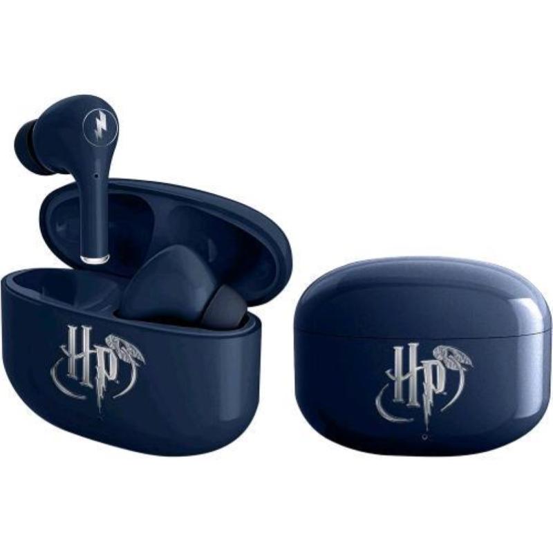 Otl harry potter navy silver core earpods cuffie auricolari bluetooth con custodia di ricarica usb-c blu