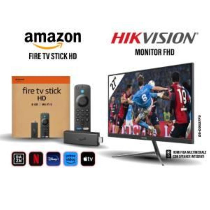 Hikvision monitor 27 fhd 100hz multimediale + amazon fire stick hd