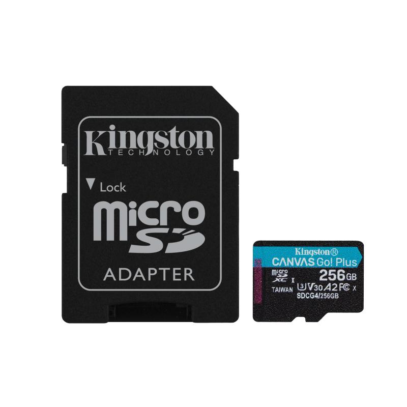Sd micro 256gb cl10 uhs-i con adatt 200mb/s let.160mb/s scrit.kingston