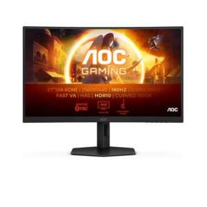 Aoc monitor gaming 27 led va qhd 1ms 300 cdm 180hz, reg altezza, dp/hdmi