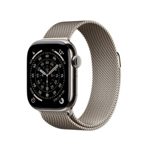 Apple watch series 11 gps + cellular 42mm natural titanium gehäuse mit natural milanese loop