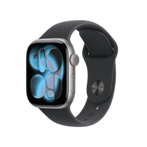 Apple watch series 11 gps + cellular 42mm space grey aluminium gehäuse mit sport band (black) – m/l