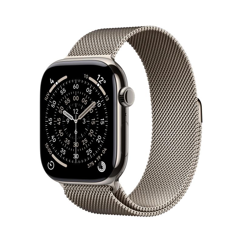 Apple watch series 11 gps + cellular 46mm natural titanium gehäuse mit natural milanese loop - m/l