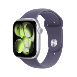 Apple watch series 11 gps 46mm silver aluminium gehäuse mit sport band (purple fog) – m/l