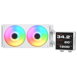 Cougar poseidon vistek pro argb 240 white cpu liquid cooler intel 1851/1700/1200 amd am5/am4