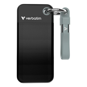 Ssd esterno 1000gb(1tb) usb 3.2 gen2 usb-c verbatim nero read:1000mb/s write:1000mb/s +portachiavi grigio (32190)