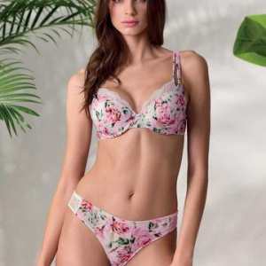 Coordinato con balconcino imbottito twin-bra e slip con pizzo Lormar Look 052799