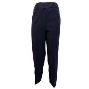 PANTALONE CALIBRATO IN COTONE FINTA TASCA CON STRASS 059BIS