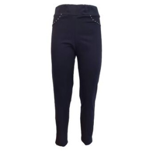 PANTALONE IN COTONE FINTA TASCA CON STRASS 059