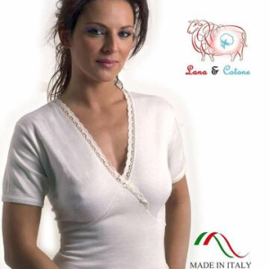 Maglia donna lana e cotone con forma seno Leable 120 Tg.4/8