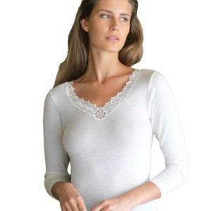 Maglia intima donna misto lana manica lunga con pizzo Gicipi 123