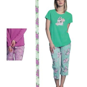 Pigiama donna con pinocchietto in jersey di cotone Intimami ID1352