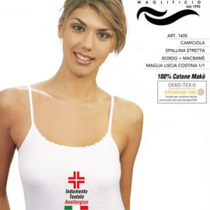 Canottiera in cotone spalla stretta con pizzo Leable 1405 Tg.7