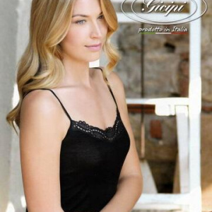 Top donna spallina stretta filo di scozia e pizzo Gicipi 153