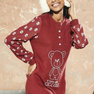 Camicia da notte in jersey di cotone lanato Kissimo Biacaluna 25058