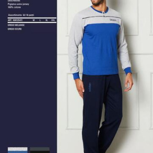 Pigiama uomo a serafino in jersey di cotone Kappa KMS25472
