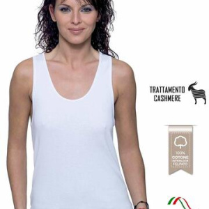 Canottiera donna a spalla larga in cotone interlock felpato Leable 258