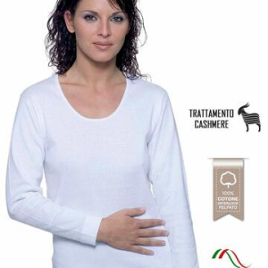 MAGLIA DONNA MANICA LUNGA FELPATA LEABLE 260 BIANCO