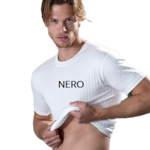 Maglia intima uomo girocollo filo di scozia scarto ago Gicipi 281 Nero