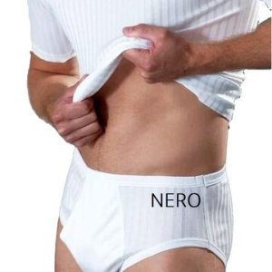 Slip uomo aperto filo di scozia scarto ago Gicipi 281 Nero