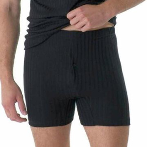 Boxer uomo aperto con bottoni filo di scozia scarto ago Gicipi 281 Nero