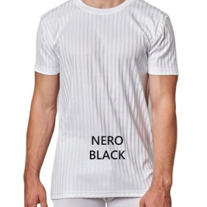 Maglia intima uomo girocollo filo di scozia scarto ago Gicipi 281 Nero Tg.8