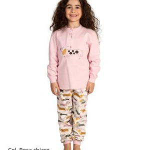 Pigiama da bambina in calda felpa di cotone Gary 3054