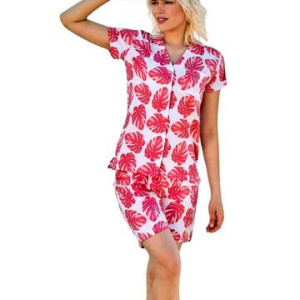 Pigiama donna aperto a manica corta in jersey di cotone Jadea 3207