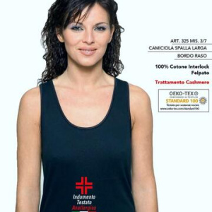 Canottiera donna a spalla larga in cotone interlock felpato Leable 325