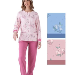 Pigiama donna aperto in jersey di cotone caldo Pigiamiamoci 4102