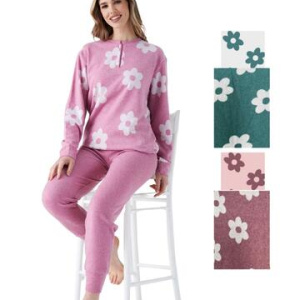 Pigiama donna in caldo jersey di cotone lanato Pigiamiamoci 4202