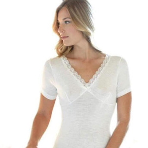 Maglia intima donna misto lana manica corta forma seno Gicipi 424