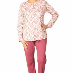 Pigiama donna a serafino in jersey di cotone caldo Silvia 42616