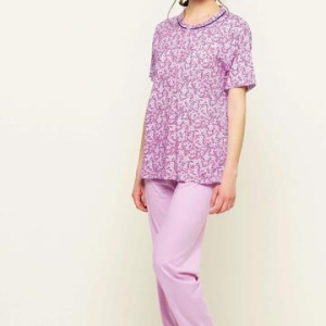 Pigiama donna a manica corta e pantalone lungo in jersey di cotone Gary U50093