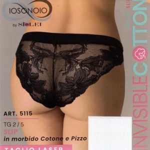 Slip donna in cotone elasticizzato taglio laser con pizzo Sielei Invisible Cotton 15115